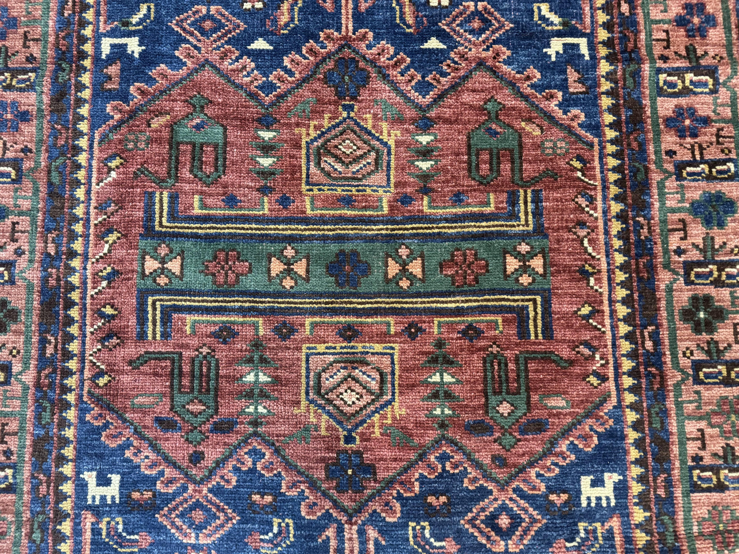 Heriz Rug Persian Tribal Design Hand Knotted Wool 6x9 Vintage