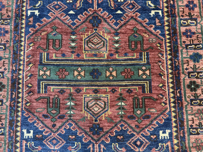 Heriz Rug Persian Tribal Design Hand Knotted Wool 6x9 Vintage