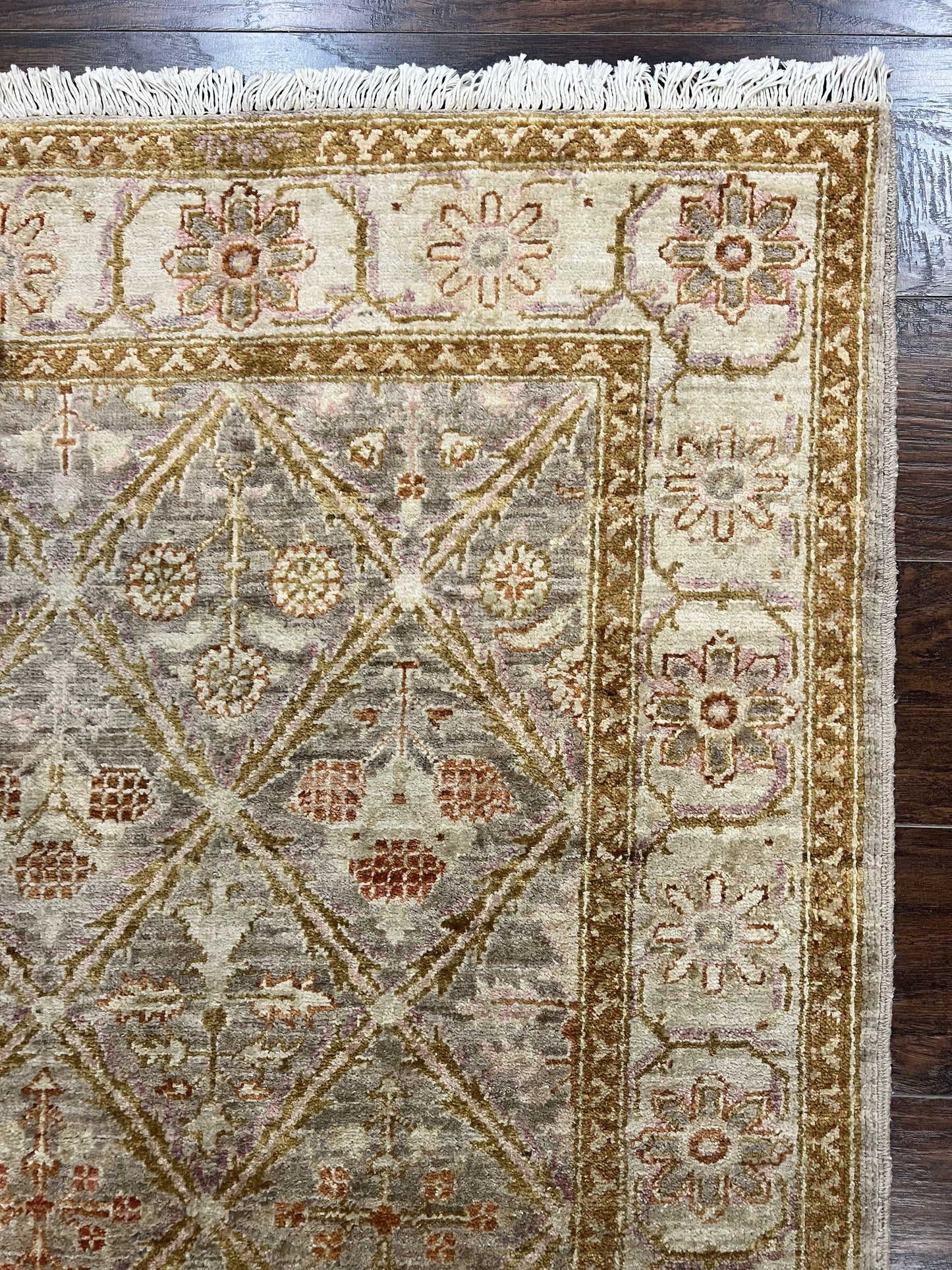 Pakistani Peshawar Rug 3x5, Safavieh Wool Handmade Hand Knotted Vintage Rug, Panel Design 3 x 5 Oriental Carpet