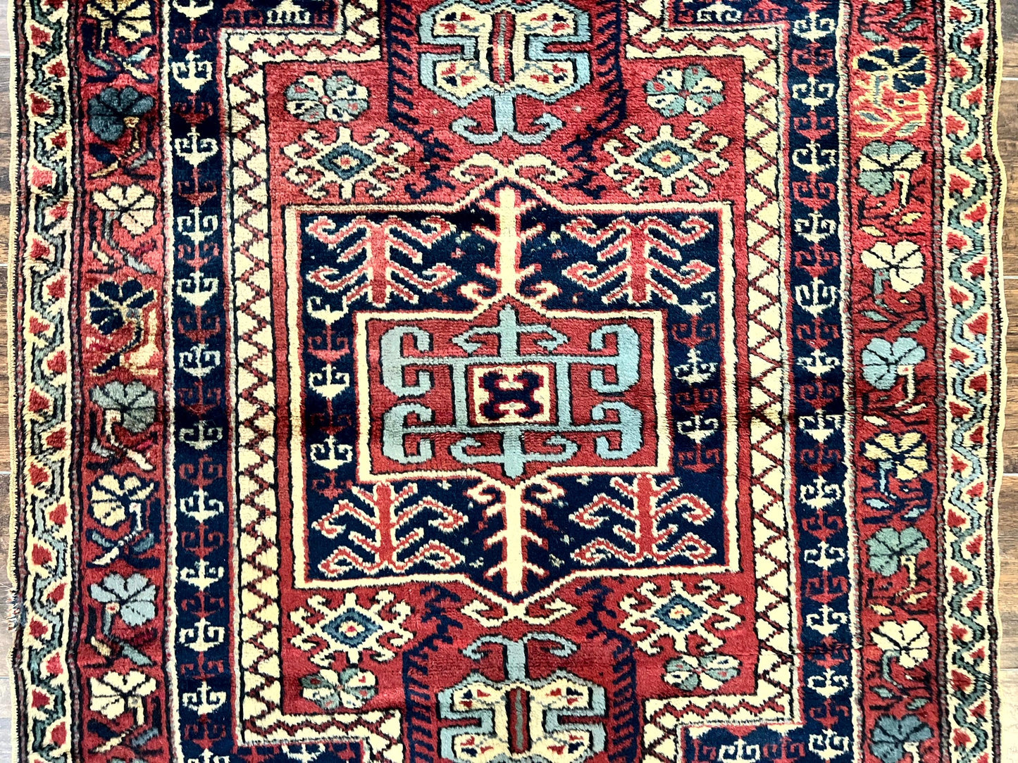 Antique Turkish Sparta Rug 3x4 Geometric Caucasian Wool Carpet