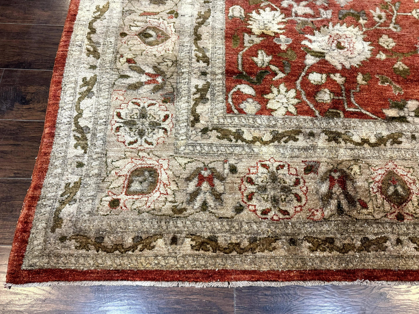 Pakistani Peshawar Rug 10x13, Burnt Orange, Large Handmade Wool Carpet