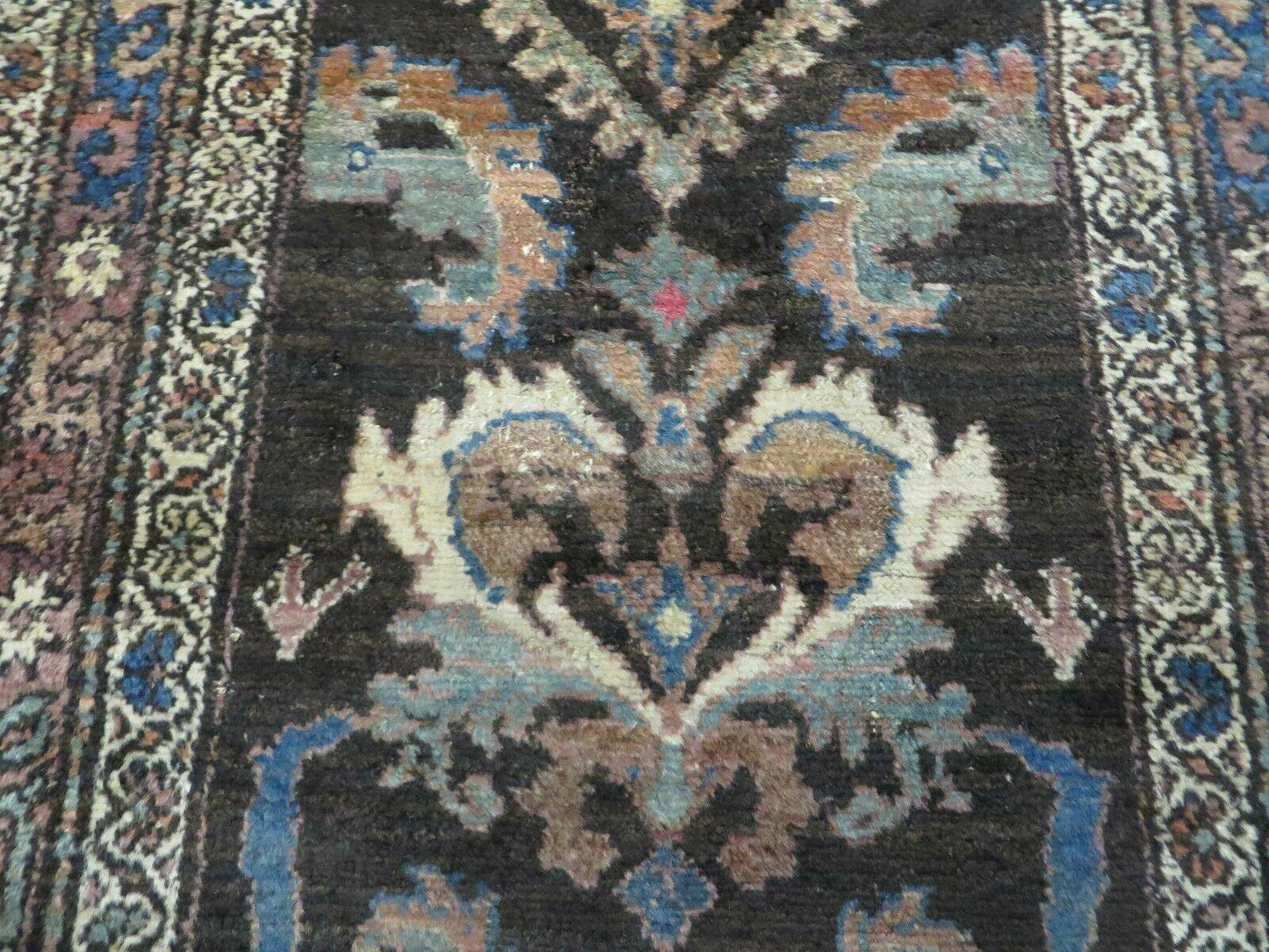 Antique Handmade Wool Rug From India With Floral Oriental Design