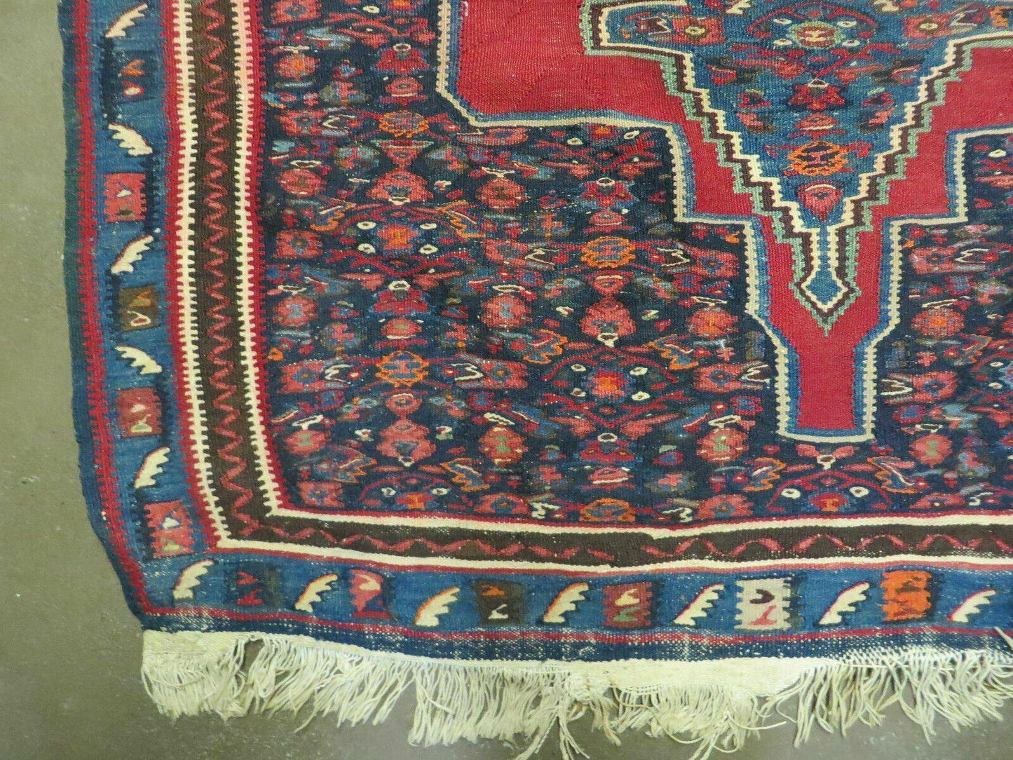 Turkish Kilim Rug Vintage 1940s Wool Flatweave Two Sided Handmade 45x64