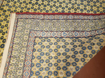 Star Of David Wool Rug Handmade Turkish Hand Knotted 5x7 Green Gold Area Rug