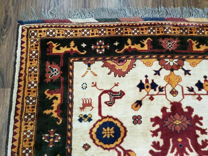 Vintage 1970s Turkish Kazak Wool Rug Hand Knotted Boho Bohemian Floor Decor