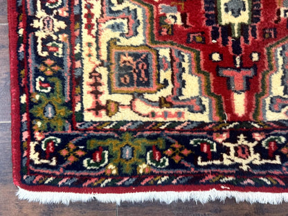 Indo Persian Heriz Runner Rug 3 x 17, Geometric Long Runner Carpet for Hallway, Medallions, Wool Runner Rug 3x17