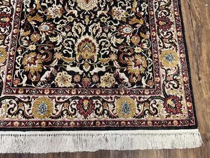 Sino Persian Silk Rug 3x5 Oriental Carpet 3 x 5 Fine Silk Rug, Black Ivory Gold, Animal Motifs, Flowers, High Quality, Vintage Silk Rug Wow