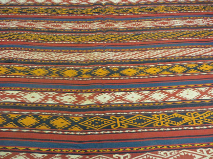 Antique Turkish Jajim Kilim Rug Flat Weave Wool Vegetable Dye 6x10 Handmade