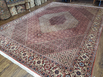 Persian Bijar Rug 8x11 With Herati Mahi Pattern Handwoven Wool