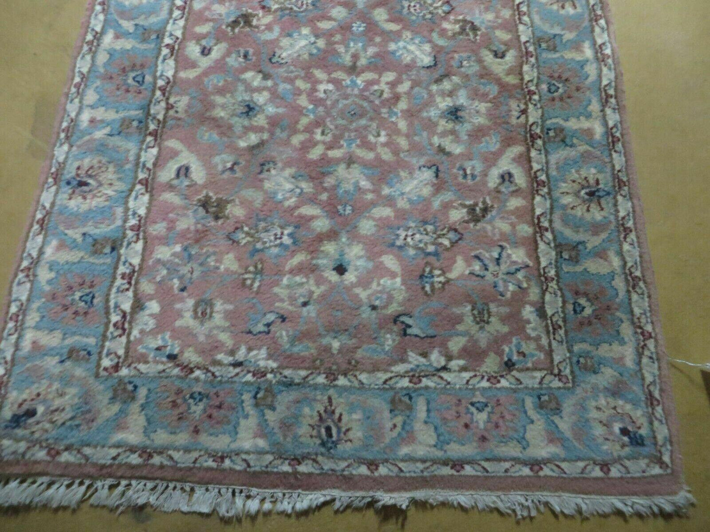 2' 8" X 12' Vintage Handmade India Floral Wool Runner Rug Nice