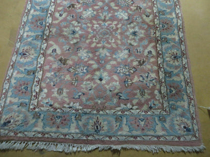 2' 8" X 12' Vintage Handmade India Floral Wool Runner Rug Nice