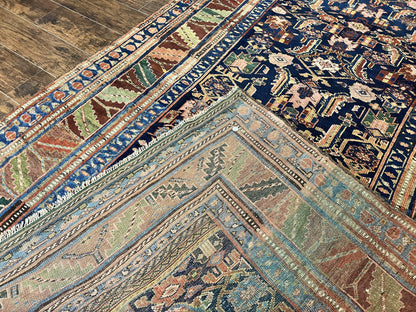 Caucasian Kalegy Rug 6x11, Wide Runner, Wool Hand Knotted Carpet, Navy Blue Tribal Rug, 1920s Antique Rug, 6 x 11 Oriental Carpet