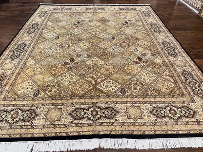 Pak Persian Rug 8x10, Multipanel Kirman Design, Wool Hand Knotted Vintage Carpet, Fine Weave Oriental Rug 8 x 10