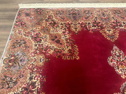Karastan Kirman Rug 8.8x12 Red Medallion Wool Vintage Carpet