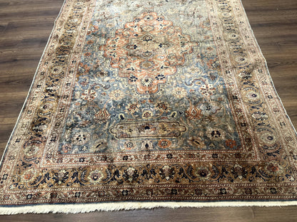 Silk Turkish Kayseri Rug 5x7, Light Blue