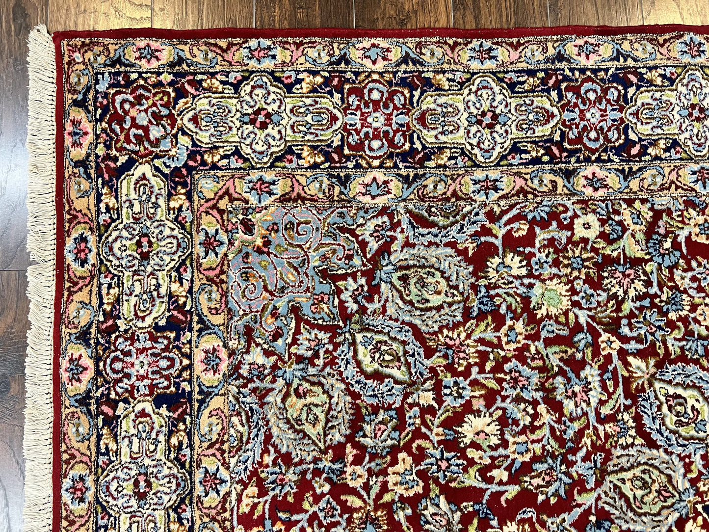 Persian Rug 7x10 Hand Knotted Wool Floral Medallion Kirman Semi Antique Vintage