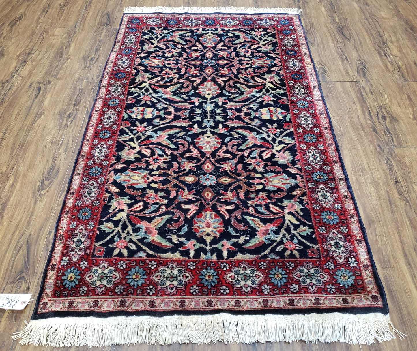 Antique Persian Sarouk, Wool, Hand-Knotted, Blue & Red, 3'1" x 5'3"
