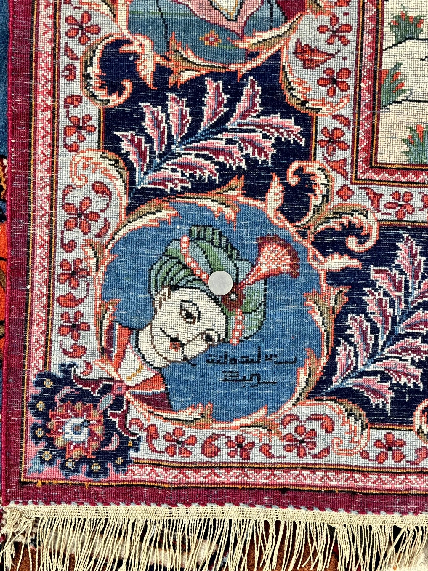 Rare Persian Kashan Pictorial Rug 6x9, King Bahram Hunting Scene, Persian Kings, Hand Knotted Persian Rug for Wall Hanging, Antique, Wool