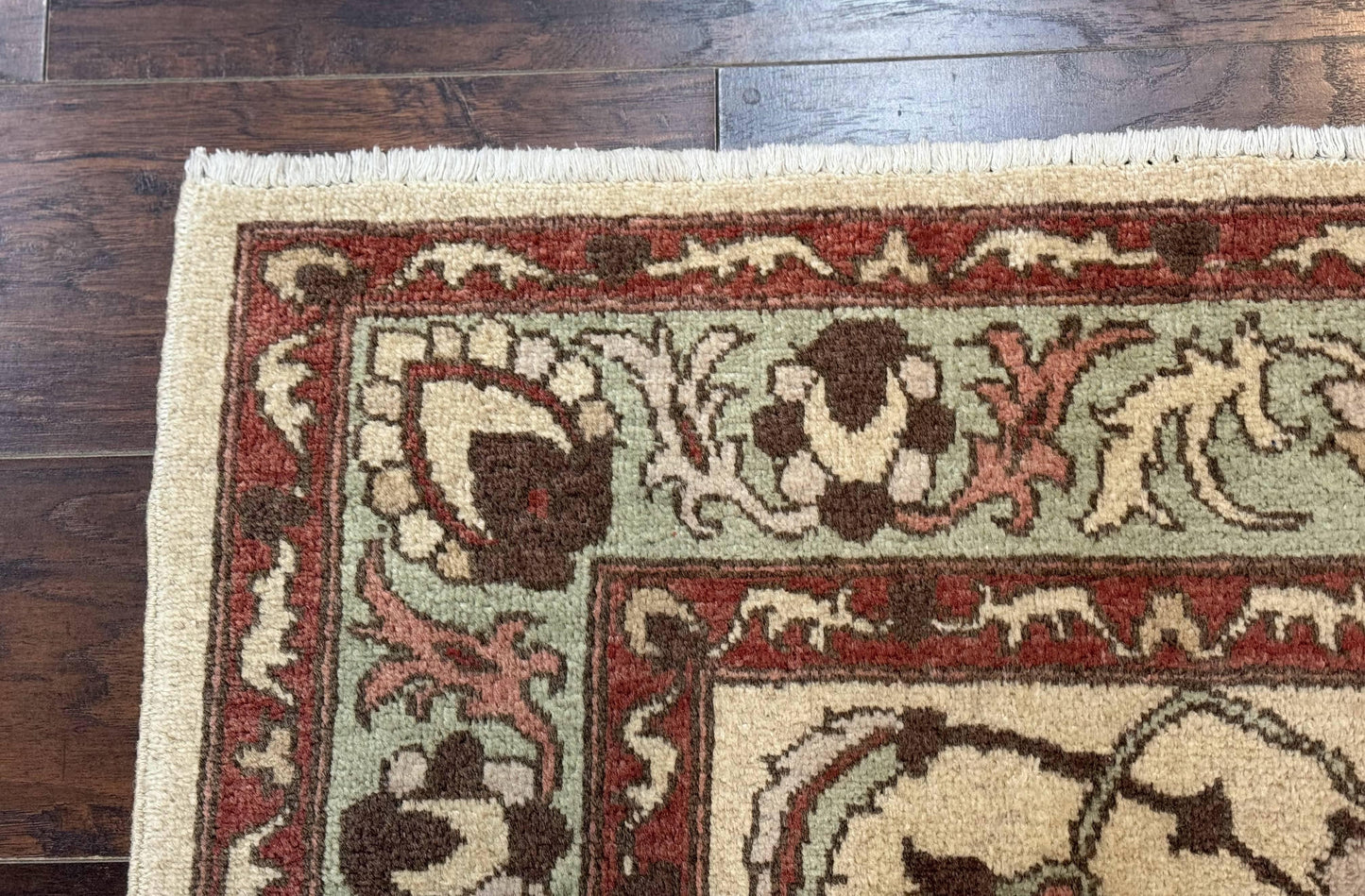 Indo Mahal Rug 4 x 5.6, Indian Handmade Wool Area Rug