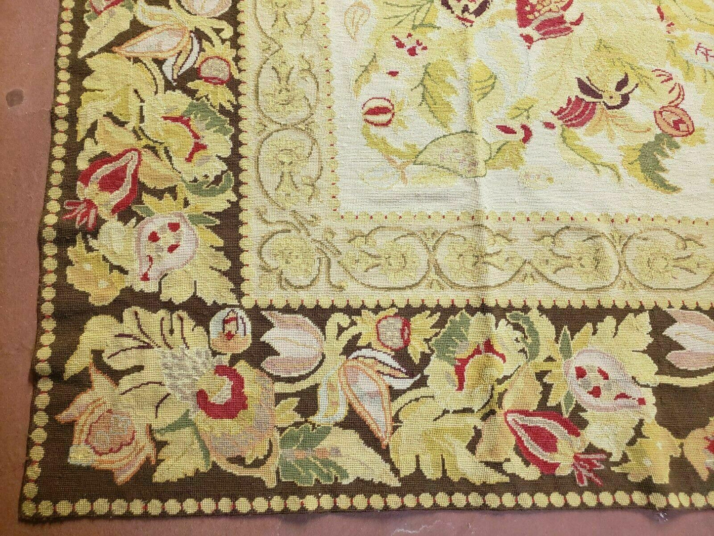 Handmade Chinese Needlepoint Wool Rug 9x11 Floral Rose Garden Chic Decor