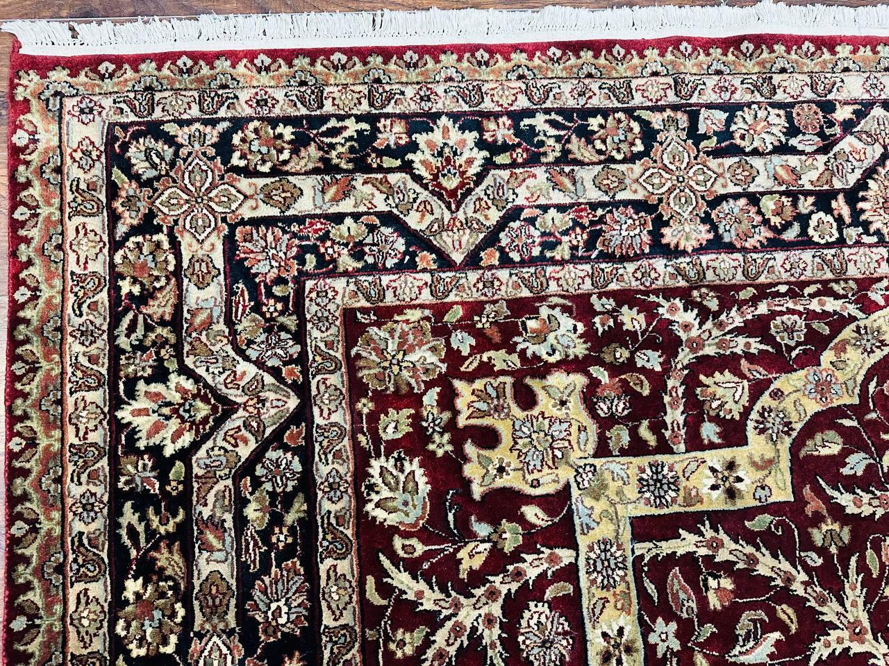 Indo Persian Rug 8x10 Red Vintage Wool Traditional Floral Handmade Carpet