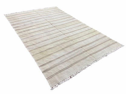 Turkish Kilim Rug 5x8 Hand Knotted Wool Flatweave Southwestern Gray