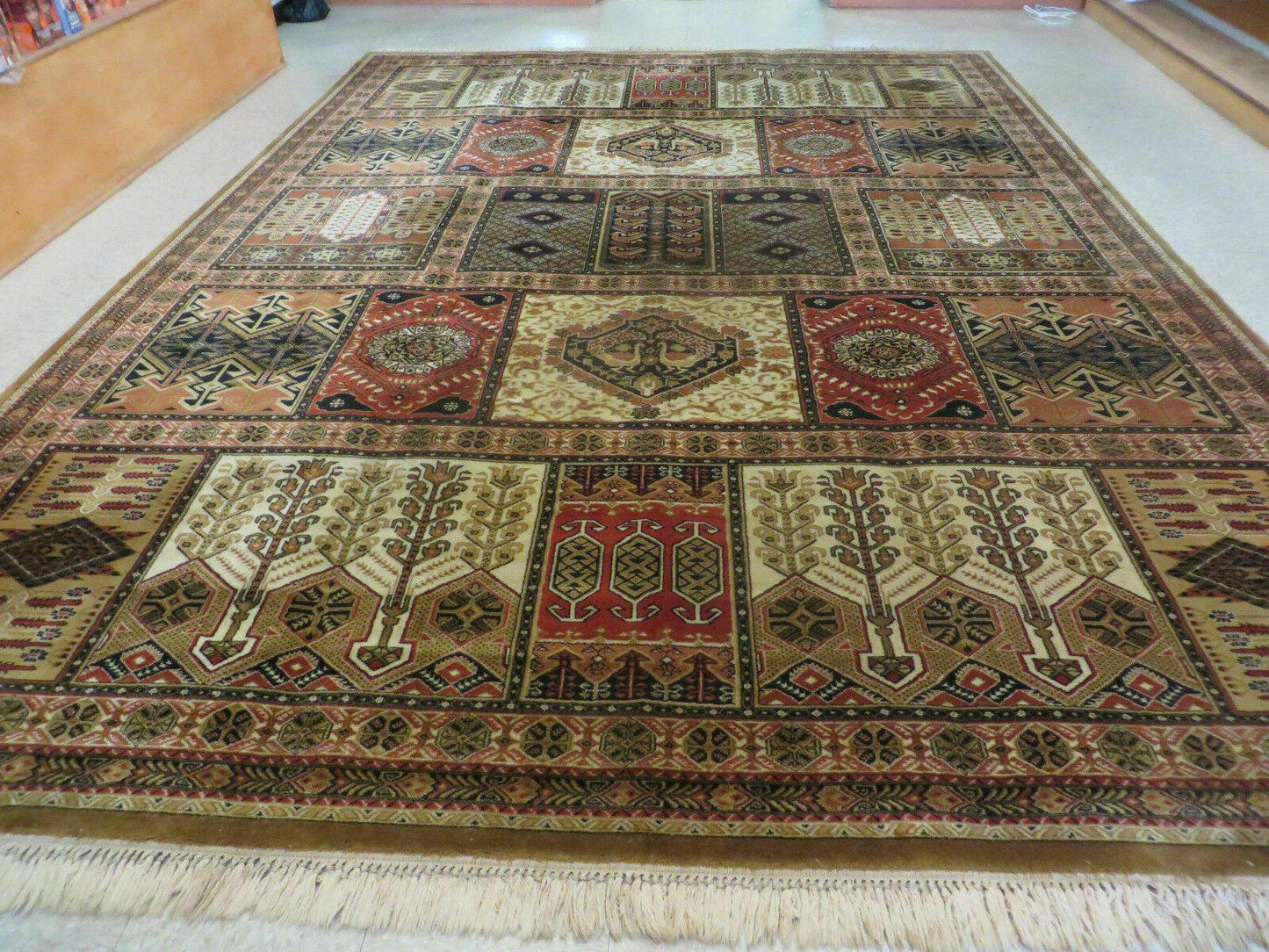Couristan Rug 10x14, Large Belgium Power Loomed Wool Carpet 10 x 14 ft, Brown Tan Cream Oriental Rug, Living Room Rug, Large Area Rug