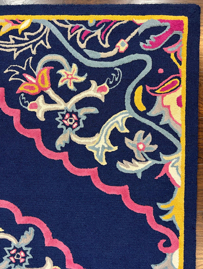 Safavieh Belagio Wool Rug 8x10 Navy Pink Yellow Floral Modern Area Rug