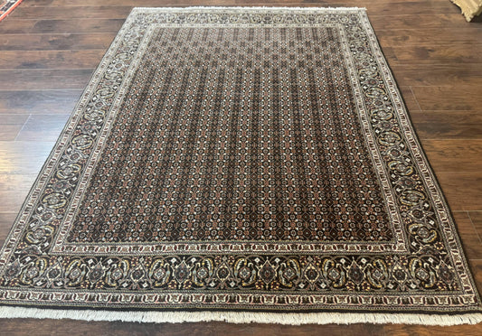 Persian Tabriz Rug 5x7 Black Allover Pattern Handknotted Wool