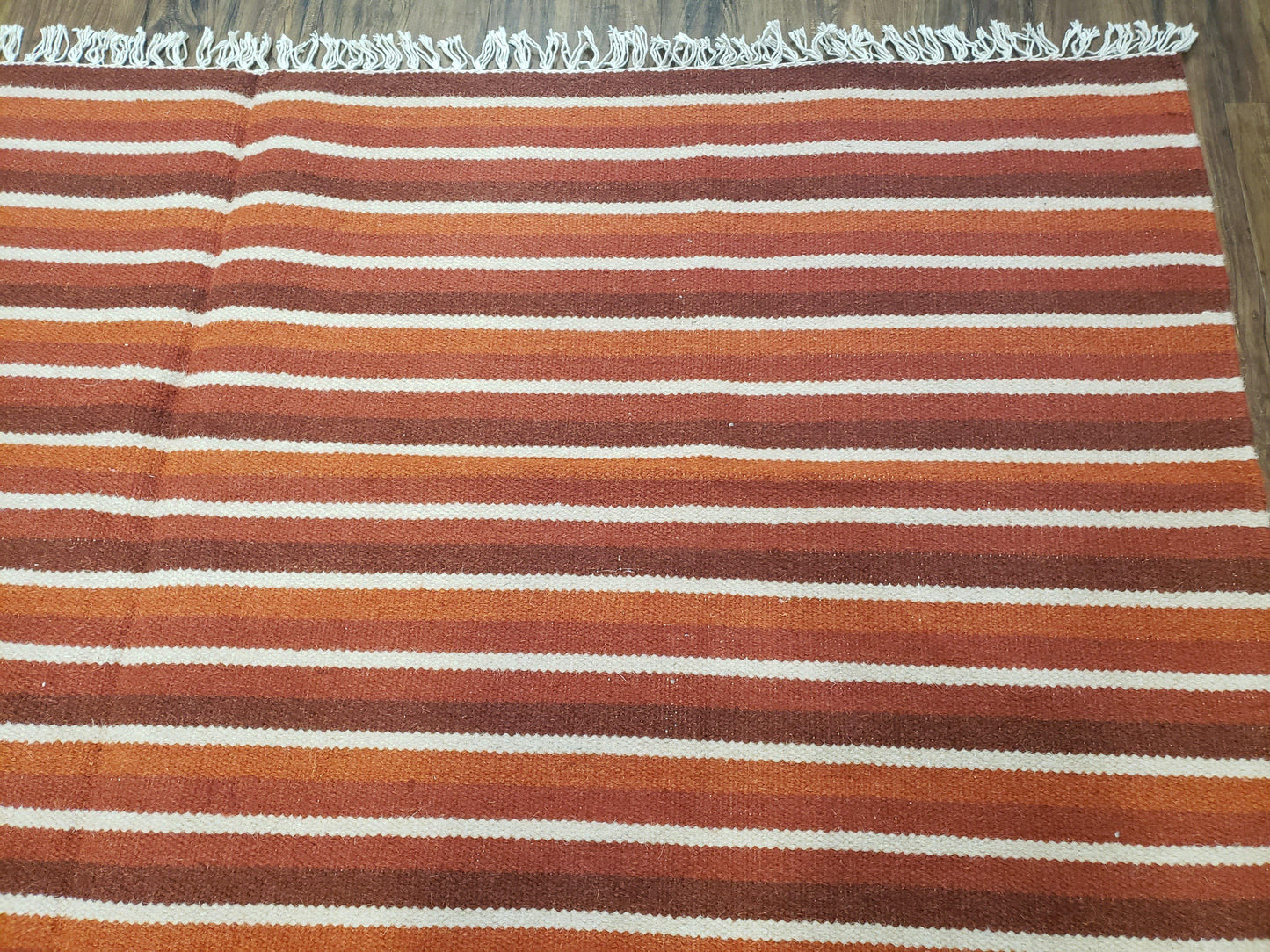 Handmade Wool Kilim Throw Blanket Twin Size Striped Woolen Bedding Decor