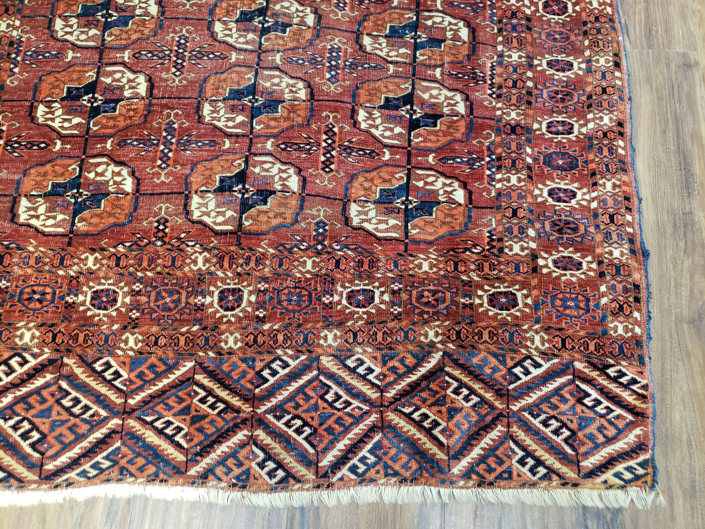 Yamud Rug Turkoman Hand Knotted Wool Area Rug Vintage Fine Weave