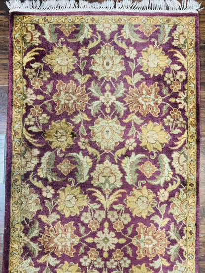 Indian Agra Runner Rug 2.6 x 17.5 Feet Floral Handmade Wool Hallway Runner