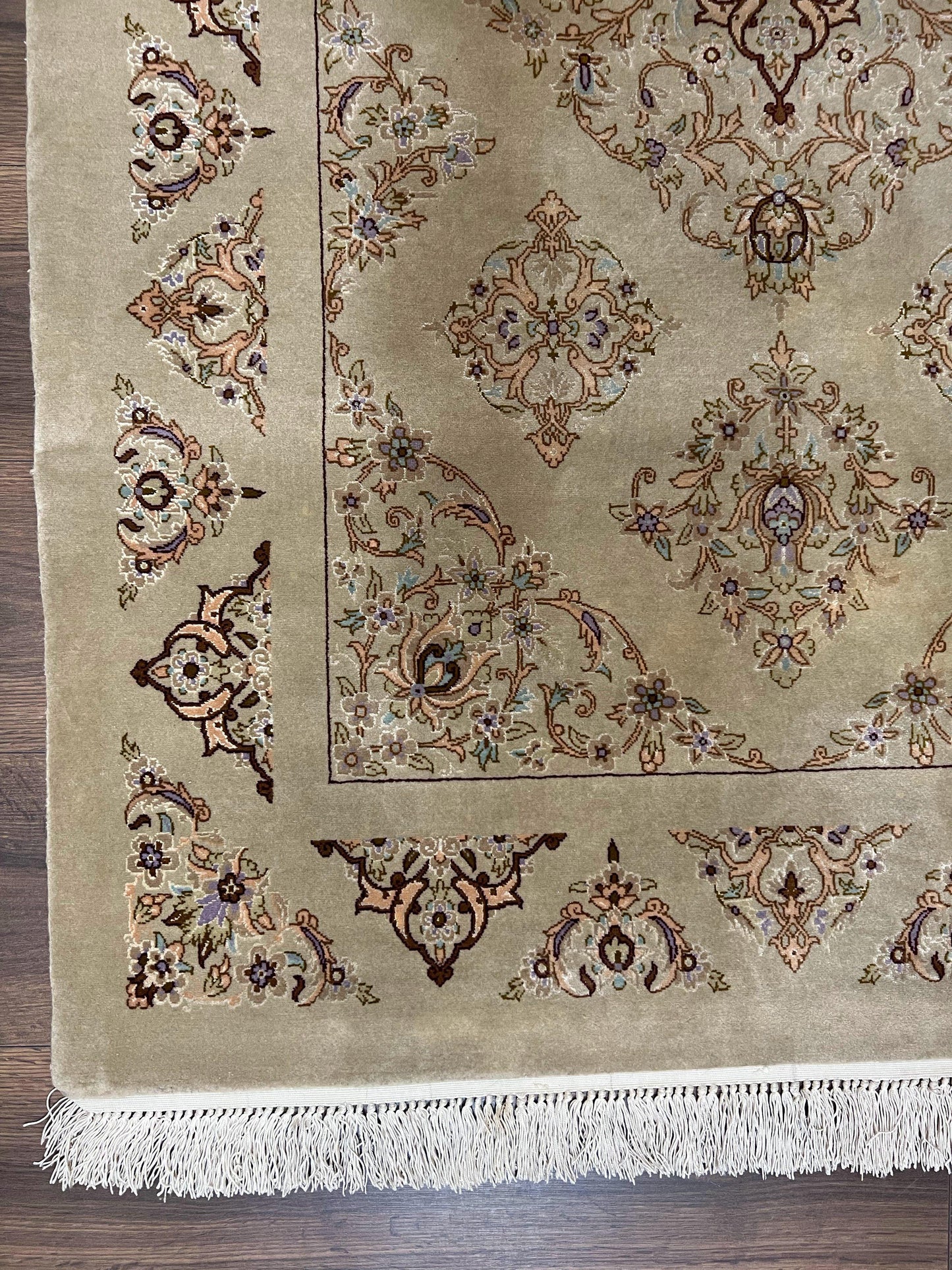 Persian Isfahan Rug 3x5 Hand Knotted With Kork Wool Silk Foundation Gray Taupe Vintage Oriental Carpet 60 Raj 460 KPSI