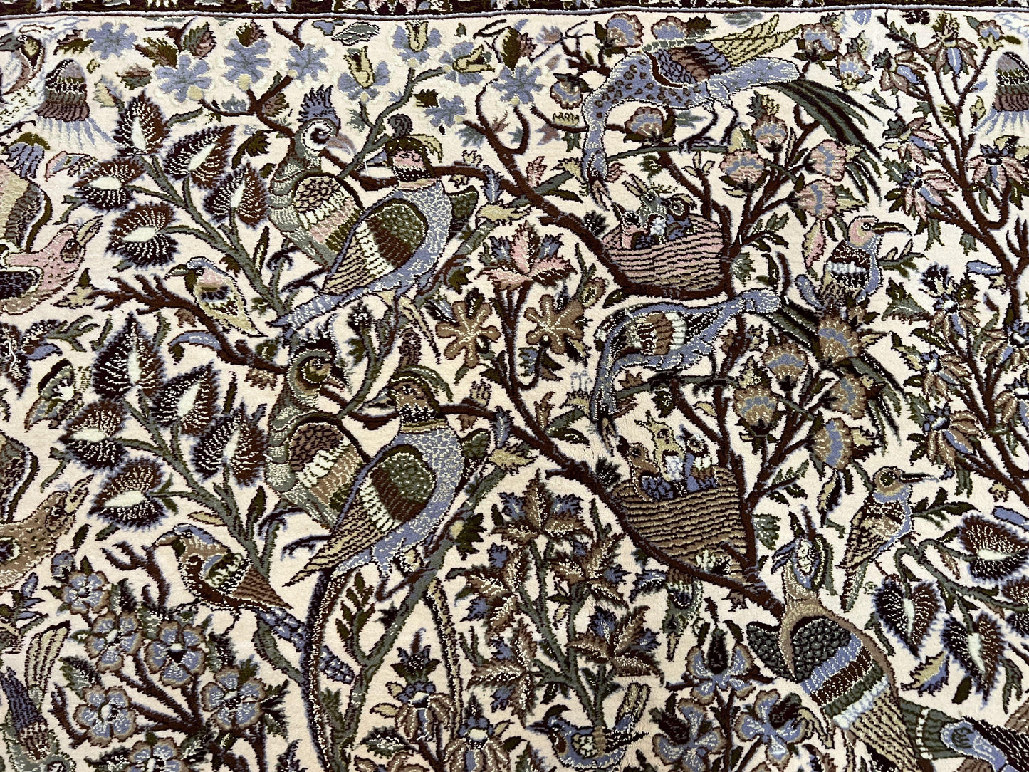 Persian Isfahan Rug 5x8 Tree Of Life With Animal Pictorials Kork Wool Silk