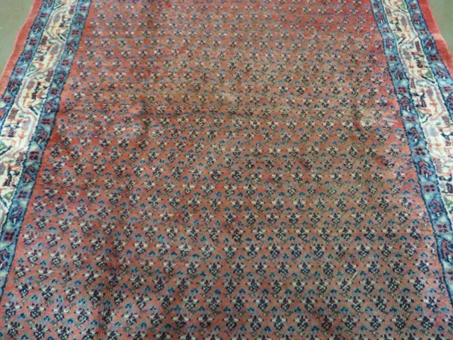 Antique Persian Seraband Runner Rug Three Foot Seven By Eleven Feet Red Wool Mir Pattern