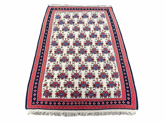 Vintage Kurdish Kilim Rug 3x5 Handwoven Heirloom Flatweave Collectible Beige