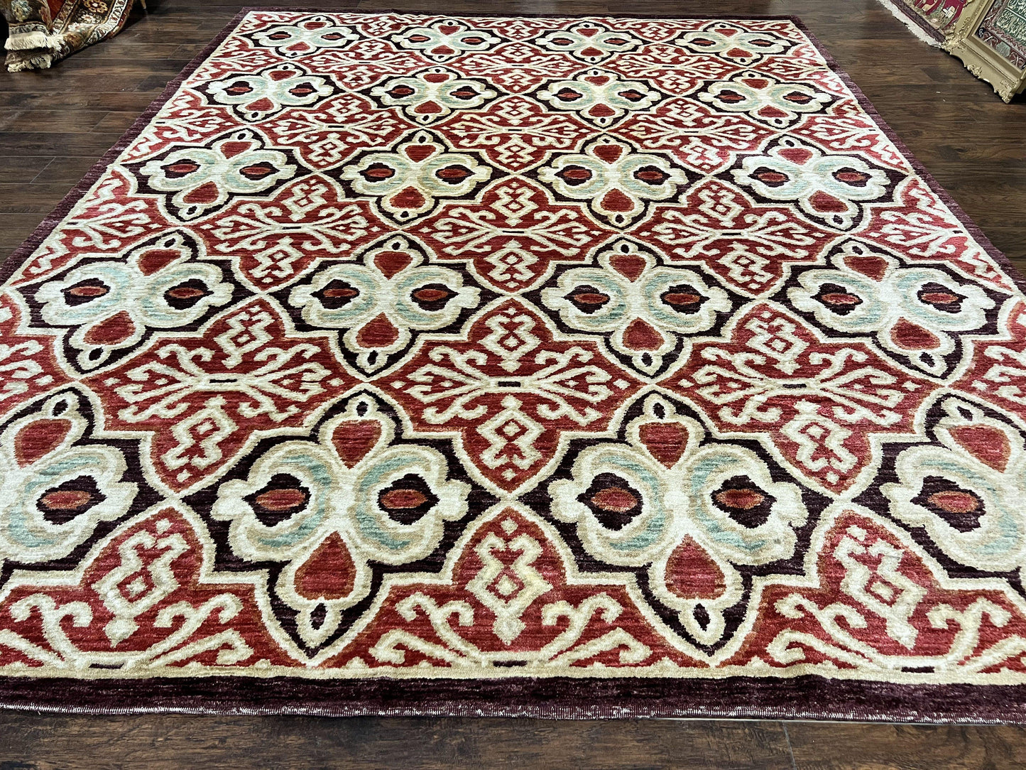 Portuguese Rug 9x12 Vintage Handmade Wool Carpet Handcrafted For Timeless Interiors
