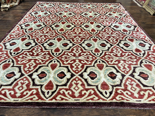 Portuguese Rug 9x12 Vintage Handmade Wool Carpet Handcrafted For Timeless Interiors