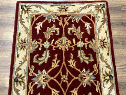 Floral Wool Rug 3x5 In Dark Red Safavieh Heritage Collection Pair B