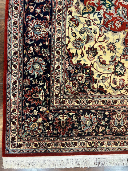 Hand Knotted Persian Rug 7x10 Vintage Wool Floral Medallion Carpet