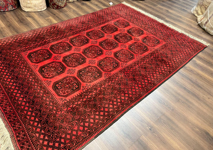 Afghan Turkoman Rug 7x10 Hand Knotted Vintage Yamud Beshir Bokhara Wool Carpet