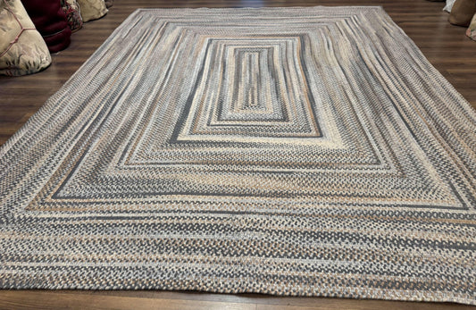 Large American Braided Rug 10x13, Multicolor, Vintage Braided Carpet, Rare Size