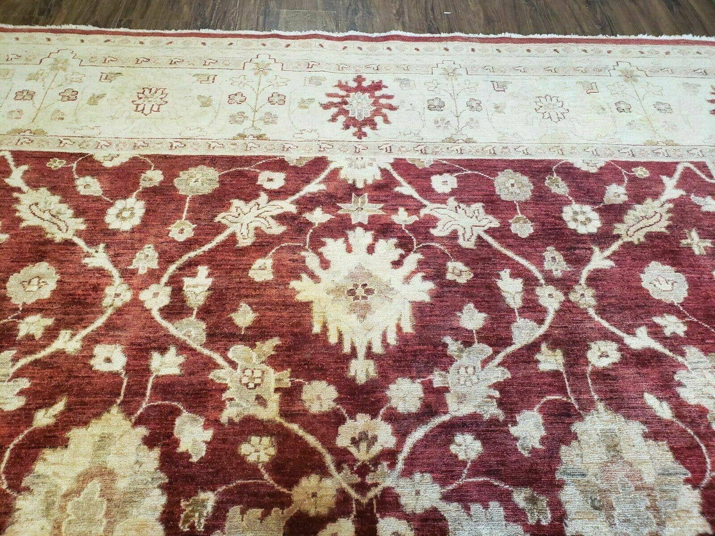 Hand Knotted Peshawar Wool Rug 8x10 Floral Oriental Red Beige