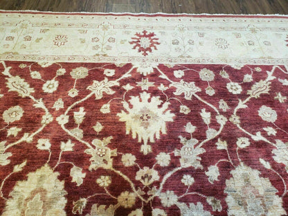 Hand Knotted Peshawar Wool Rug 8x10 Floral Oriental Red Beige