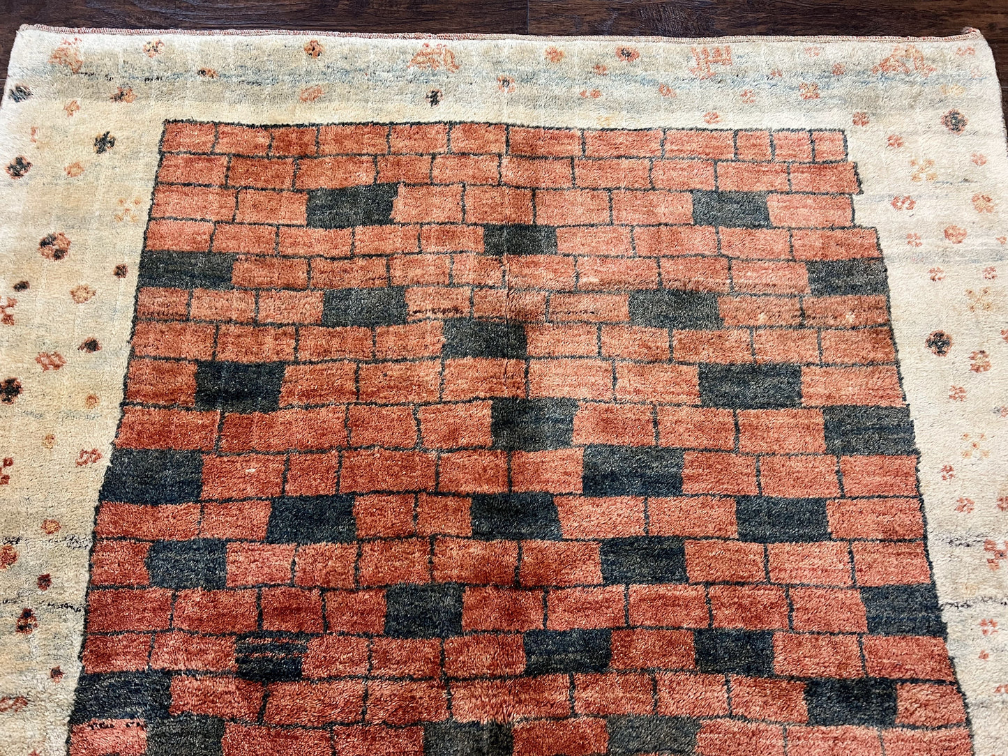 Persian Gabbeh Rug 6x8 ft, Wool Handmade Tribal Rug