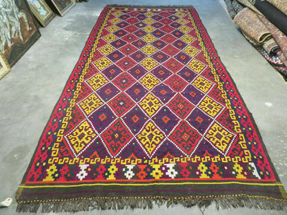 Antique Turkish Kilim Flat Weave Wool Rug 6 X 13 Veg Dye Handmade Vintage