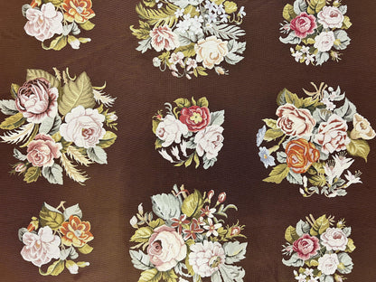 Vintage Needlepoint Rug 9x12 Handmade Wool Carpet With Floral Bouquets European Design