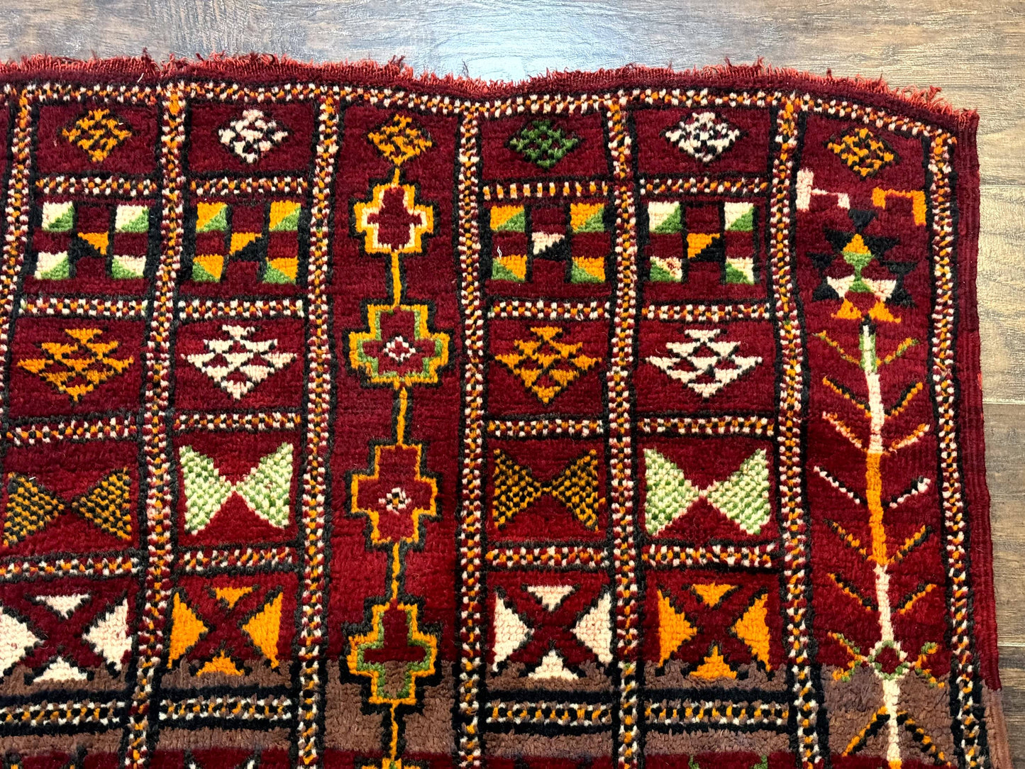 Moroccan Berber Rug Tribal 3x5 Geometric Wool Area Rug Red Orange Brown