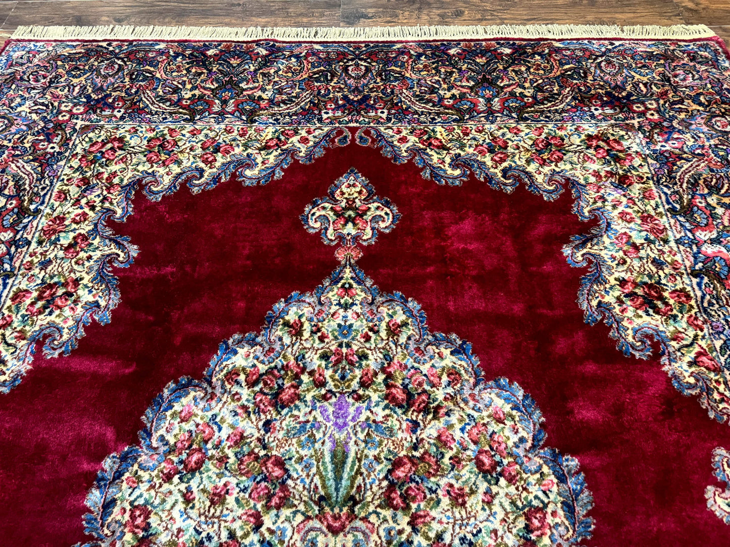 Karastan Rug 8.8 x 12 - Red Floral Kirman - Wool Pile Carpet