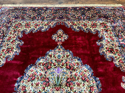 Karastan Rug 8.8 x 12 - Red Floral Kirman - Wool Pile Carpet